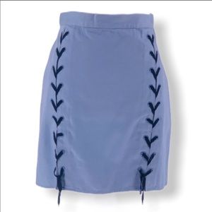 H&M Blue Mini Skirt Navy Blue Lace-Up Sides 8